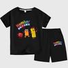 Blocos de construção digitais numberblocks roupas camiseta de manga curta conjunto infantil de tops e calças desenho animado estampado ins moda