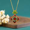 Colgante de flor de esmalte retro original trébol de cuatro hojas personalidad de alta calidad bañado en oro para mujer para enviar a amigos en Tanabata Día de San Valentín