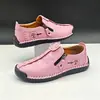 Em Estoque Novos Sapatos Casuais Slip-On Transfronteiriços para Homens, Sapatos de Couro com Zíper de Tamanho Grande, Mocassins Preguiçosos Feitos à Mão de Tamanho Grande para Comércio Exterior