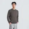 También Suéter de punto trenzado con cuello Henley de Tencel 2026 Otoño para Hombre Versátil para el Trabajo Casual Color Sólido Manga Larga