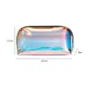 Bolsa de maquillaje iridiscente holográfica de media luna, gran capacidad, bolsa de almacenamiento conveniente y casual, neceser, bolsa de maquillaje con forma de concha, diseño de alta gama