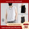 Camiseta Branca de Algodão Puro com Manga Curta para Roupa Externa, Esportes, Fitness, Basquete, Sem Mangas, Ombros Largos, Camiseta Sem Mangas