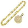 Collar con Cadena Cubana Colgante Redondo de Marca con Diamantes Completos Estilo Ins Europeo y Americano Colgante Largo Cool Hip Hop Danza Callejera Número Digital 7