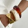 Pulseraancha Retro Transfronteriza Europea y Americana Cruzada Ins Pulsera de Joyería Hecha a Mano Teñido Irregular Espejo Maillard Nicho