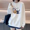 Nova Roupa Feminina de Gola Redonda para Primavera e Outono Estilo Casual Moda Casual Mais Fácil de Combinar Moletom Solto de Manga Longa com Gola Redonda e Letra Americana