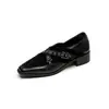 Sapatos Femininos de Couro Estilo Britânico 3,5cm, Novo Modelo 2025 com Fivela de Cinto, Salto Bloco, Bico Quadrado, Mocassins da Moda