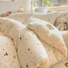 Funda de edredón de terciopelo de leche clase a, pieza única, de invierno, engrosada, de vellón de coral, para dormitorio, cama individual, con vellón adicional para uso en la cama