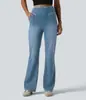 Jeans Acampanados de Alta Elasticidad para Mujer de Tiktok, Pantalones Largos Casuales de Cintura Alta Ajustados, Jeans Azul Oscuro de Moda Europea y Americana de Largo Hasta el Suelo