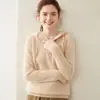 Suéter de Cachemira Pura Agradable para la Piel para Mujer, Sudadera Gruesa de Punto Ingot Holgada Casual, Suéter con Capucha Versátil de Otoño e Invierno que Reduce la Edad