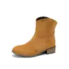 Bota feminina de couro simples, cano baixo, bico redondo, 40, salto baixo, moda, bota feminina, bota curta, 43, comércio exterior, em estoque, algodão