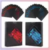 Cartas de Juego de Plástico Negro, Resistentes al Desgaste y Duraderas, Cartas de Juego Impermeables de Plástico PVC Azul y Rojo para Fiestas en Casa