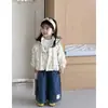 Novo cardigã com capuz patchwork floral fofo estilo coreano para meninas, roupas para bebês e crianças pequenas, casaco estiloso para primavera e outono