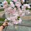 Flor de cerezo simulación rosa 3 horquillas encriptación con hoja proyecto flor de cerezo ventana decoración suave boda flores artificiales al por mayor