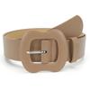 Cinturón ancho de estilo coreano con hebilla de calabaza para mujer, cinturón decorativo de color sólido para jeans y vestido, color caramelo fresco