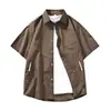 Exportación Transfronteriza Estilo Japonés Street Color Puro Verano Camisas de Manga Corta para Hombres y Mujeres Holgadas y Versátiles Estilo Bf Camisas y Chaquetas Casuales