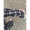 Pantalones de Cuadros Blancos y Negros Cleanfit para Hombre, Nuevo Estilo Primavera y Otoño, Pantalones Largos Rectos Relajados y Perezosos
