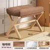 Reposapiés, Reposapiés de Madera Maciza, Taburete para Cambiar Zapatos en la Puerta del Hogar, Taburete Bajo Moderno y Sencillo para Sofá de Sala de Estar, Taburete Plegable con Cubierta Suave