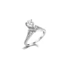 Anillo de plata esterlina S925 para mujer, diseño simple, con forma de gota y circonita en forma de pera, estilo europeo y americano, corona en forma de V.