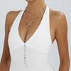Joyería Transfronteriza Europea y Americana, Elegante y de Moda Cadena para Clavícula de Cristal Multicolor, Collar Largo Simple y Versátil en Forma de Y para Mujer