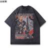 Camiseta de manga corta de algodón de calle lavada antigua de estilo europeo y americano al por mayor transfronterizo para hombre, marca de moda ins, top a juego
