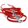 Pulsera Trenzada Ajustable Hecha a Mano con Cuerda para Mano, Nudo Plano de la Suerte, Ojo Azul, Perla Redonda para Palma, Joyería Explosiva Transfronteriza, Ojo Maligno
