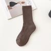 Meias de Terry para Mulheres no Outono e Inverno Maillard Cor Pura Algodão Meias com Base de Toalha Amortecimento Esportivas Meia de Cano Médio Zhuji Versátil Meias Femininas