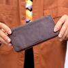 Cartera Artesanal Plegada Antigua Vintage para Hombre Larga de Cuero Genuino Multitarjetas Piel de Ternera Cremallera YKK Cartera Suave Portátil