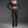 Conjunto de roupa de esporte ao ar livre sem costura europeu e americano, sutiã esportivo sem costura, calça comprida sem mangas e com costas abertas, secagem rápida para fitness e yoga