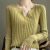 Cárdigan de punto retro coreano suave de manga larga para mujer, suéter exterior abrigador de punto liso acanalado ajustado para otoño e invierno