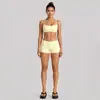 Conjunto de ropa de yoga transfronterizo con sujetador deportivo de cuello halter con sensación de segunda piel y conjunto de pantalones de fitness de secado rápido de cintura baja para correr y ciclismo al aire libre