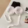 Abafadores de Lã Mesclada Azuis Peludos Estilo Japonês para Mulheres, Quentes para Outono e Inverno, Versáteis, Afina o Rosto, Proteção para Ouvidos