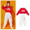 Ropa de rendimiento de porristas para niños, ropa de rendimiento deportivo para estudiantes de primaria y secundaria, jardín de infantes, me encanta el otoño de manga larga rojo chino