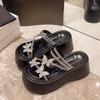 Pantuflas de Suela Blanda, No Cansadas con Pedrería de Mariposa, Nuevo Estilo de Verano, Diseño Versátil, Zapatos de Plataforma de Suela Gruesa