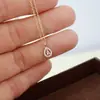 Collar Colgante de Gota de Agua de Circonita Pura Brillante para Mujer, Chapado en Plata de Ley 925 con Oro de 18 Quilates, Lujo Ligero, Sencillo, Exquisito, Cadena Versátil para Clavícula