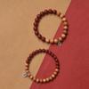 Pulsera de sándalo viejo de cinabrio de mineral crudo natural de 6/8 mm para hombres y mujeres, pulsera de anillo único, estilo étnico retro versátil