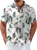 Estación Independiente Transfronteriza Camisa de Manga Corta Caliente para Hombre Playa Hawaiana Moda Estampada en 3D Camisa de Cuello Alto Versátil