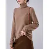 Suéter Furong de cachemira y lana sin costuras para mujer, con tejido cepillado, cuello alto, corte holgado y un nuevo diseño de otoño/invierno
