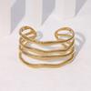 Pulsera de Personalidad Europea y Americana Versión Ancha Exagerada Chapada en Oro Lujo Ligero de Alta Gama Retro Geométrica Irregular Acero Inoxidable para Mujer
