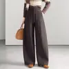 Pantalones de pierna ancha con corte curvo, modernos y elegantes, para mujer, Colección Otoño/Invierno 2026, Nuevos, Cintura Alta Elástica, Largos, Caída Suelta, Casual