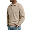 2026 Amazon Otoño Nuevo Sudadera de Manga Larga Polo con Textura Jacquard para Hombre Estilo Casual Simple para el Trabajo