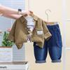 Outono nova roupa infantil casaco 2024 outono casaco de menino camisa infantil manga longa casaco jeans comércio exterior