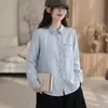 Camisa de manga larga bordada de algodón puro, holgada y estilizada, estilo coreano, casual y versátil, adecuada para primavera y otoño, top de nicho