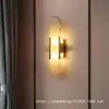 Lâmpada de Parede para Fundo de TV de Sala de Estar em Mármore e Cobre de Luxo Leve, Lâmpada Criativa Artística Minimalista Moderna para Quarto de Hotel e Cabeceira