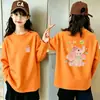 Camada Base Feminina Manga Longa Primavera e Outono 2026 Nova Camiseta 100% Algodão Puro Gola Redonda para Crianças de Meia-Idade e Mais Velhas Blusa Solta