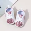 Sapatos Infantis para Meninas, Sapatos de Lona para Bebês com Solado Macio Antiderrapante, Sapatos Doces de Bebê com Lantejoulas, Cadarços Frontais e Resistentes ao Desgaste