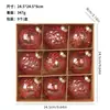 Decoraciones Navideñas 8cm/9Pzs Bola de Navidad Transparente Pintada con Mascota Caja de Regalo Set Colgante para Árbol de Navidad