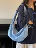 Bolso tipo dumpling minimalista estilo coreano, gran capacidad, artístico, nuevo bolso de lona texturizada, bolso cruzado, versátil bolso de media luna para mujer