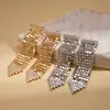 Brincos de Franja com Lantejoulas de Zircônia Banhados a Ouro Real 18K Estilo Europeu e Americano, Modernos e Elegantes, Luxo Leve, Brincos de Alta Qualidade para Mulheres