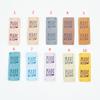 Em estoque etiqueta de costura colorida feita com letra de amor com furo etiqueta decorativa dobrada 5x2X20