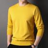 Camiseta de manga larga con cuello redondo para hombre, estilo business casual, color liso, básica simple, corte tridimensional, suéter, venta al por mayor